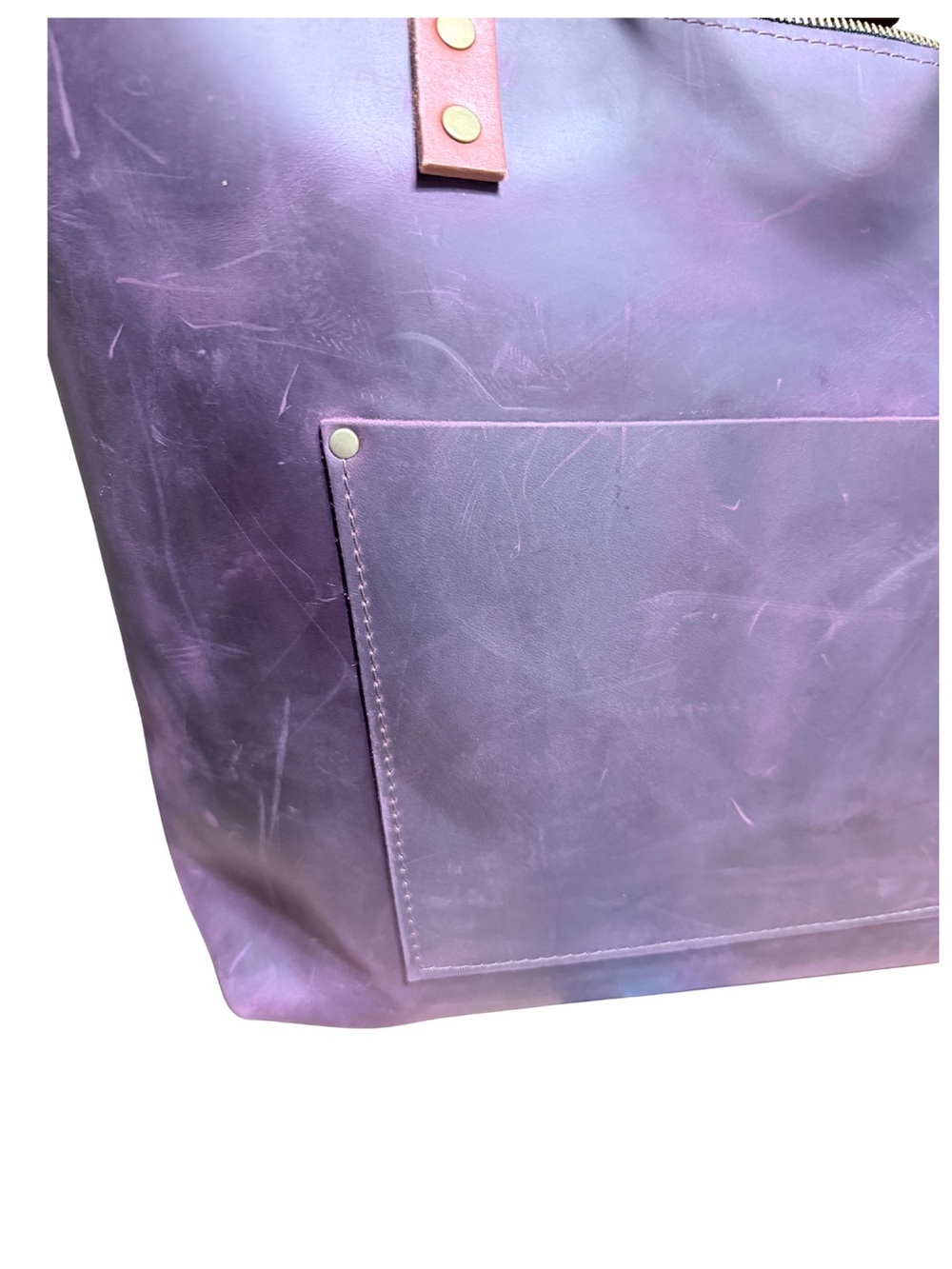 Portland Leather Goods oversized Tote Larkspur Purple VGUC - Picture 3 of 16